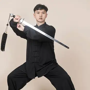 Erkekler Ipek Saten Kalın Oryantal Kanat Chun Tai Chi Takım Kung Fu Wushu Dövüş Sanatı Üniforma Çin Tarzı Sabah Egzersiz Kostümleri