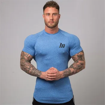 Sıkıştırma Sıska T-shirt Hızlı kuru Superelastic Gömlek Erkek Spor Salonları Spor Vücut Geliştirme Egzersiz Tees Tops Jogger Sportif Giyim