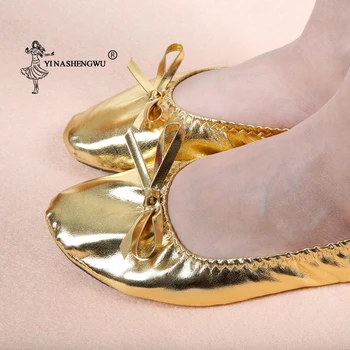 Hint kadın Oryantal Dans Dans Ayakkabıları Üst Altın Yumuşak bale ayakkabıları Deri Oryantal Dans bale ayakkabıları Çocuklar Kızlar Kadınlar İçin