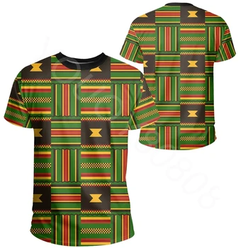 Erkek Yaz Kısa Kollu Rahat Sokak 3D Baskılı Kısa Kollu Afrika T-Shirt-Gana Grafik Kent T-Shirt