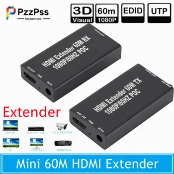 Mini 60 M HDMI Uyumlu Genişletici Kablosu (Verici ve Alıcı) Tek RJ45 Cat5e Cat6 Ethernet HDMI Gönderen ve Alıcı