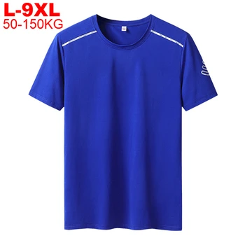 Hızlı Kuru T-shirt Erkekler Büyük Boy 7xl 8xl 9xl erkek Spor kısa kollu tişört Yaz ışık Tees Tops Adam Elastik Tişörtleri