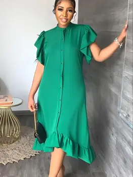 Kadınlar için afrika Elbiseler 2022 Yaz Kısa Kollu gündelik elbise Ruffles Akşam Parti Maxi Elbise Dashiki Afrika Giyim