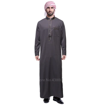 Müslüman uzun elbise Erkekler için Jubba Thobe Orta Doğu Uzun Elbiseler Kaftan Arap Dubai Yetişkin Uzun kollu İslami Giyim Eşarp