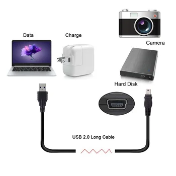 5M 3M 1.5 M 0.3 M mini USB kablosu Mini USB USB Hızlı veri şarj cihazı için Kısa Kablo MP3 MP4 Oynatıcı araba dvr'ı GPS dijital kamera HDD