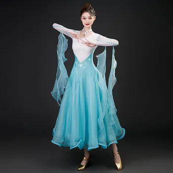 2022 Yeni Kadın Balo Salonu Dans Elbise Vals Yetişkin Modern Balo Kostümleri Tango Rumba Kostümleri 0912