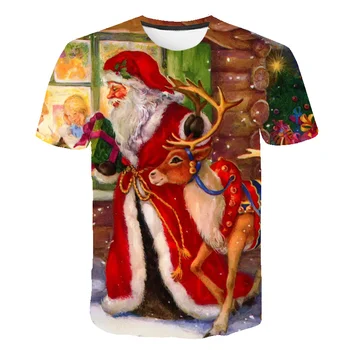 Noel 3D baskılı tişört Moda Noel Baba Streetwear Erkekler Kadınlar Harajuku Büyük Boy T Shirt Çocuk Erkek Kız Hip Hop Tees Tops