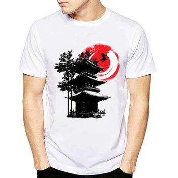2022 Yeni stil yaz erkek tişörtü Japon Tapınağı atlama ve sinek Japonya Zırhlı Samurai Baskılı erkek t shirt tops