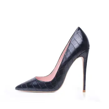 Marka Ayakkabı Pompaları Patent Deri Kayma 12CM İnce Yüksek Topuklu Sivri Burun Moda Parti Ofis ve Kariyer Sığ Kadın Ayakkabı 2020