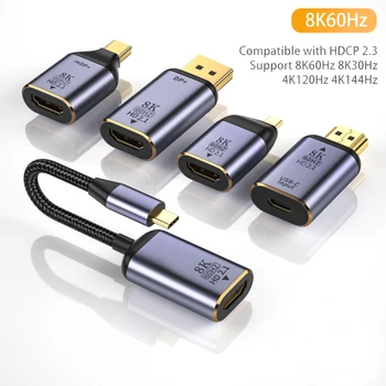 8K 60HZ USB C HDMI uyumlu 2.1 Kablo Tipi C HDCP2. 3 Kablo 48Gbps Thunderbolt 3 Kablo HDR 4:4:4 MacBook için