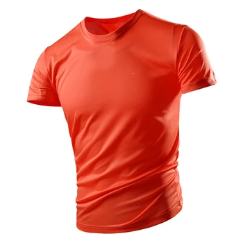 Yaz erkek Nefes Spor Ve Fitness Ter Emme Hızlı Kuru Mengnan kısa kollu tişört Kaliteli Dar Üstleri.