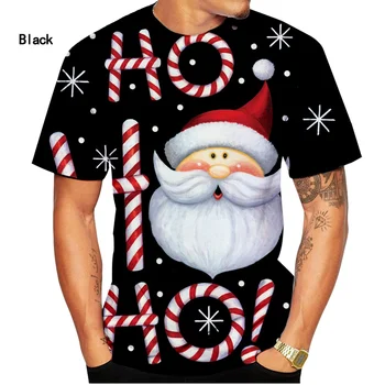 Yeni moda Noel 3d baskı T-shirt erkek ve kadın rahat kısa kollu T-shirt