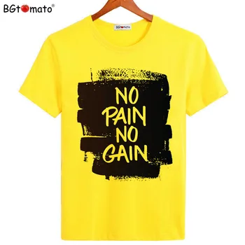 BGtomato No Pain No Gain serin T-Shirt Sıcak satış yazlık gömlek erkekler için Orijinal marka yeni tees casual tops serin tees