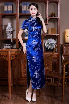 Shanghai Hikayesi çince geleneksel elbise Uzun Qipao Elbiseler çin Çiçek cheongsam elbise Oryantal Tarzı Elbise 3 Renk
