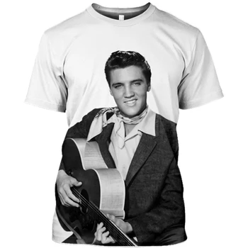 Elvis Kaya 3D Baskı T-shirt Moda Hip Hop Sokak Giyim Rahat Üst T-shirt