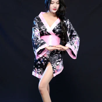 Kadın Japon Kimono Tarzı Pijama V Yaka Seksi Kostümleri Yukata Elbise Geyşa Kız Kısa Gevşek Gecelik Banyo Robe elbise