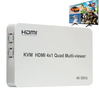 4K 60Hz KVM HDMI Çoklu görüntüleyici 4X1 HDMI Quad Ekran Multiviewer dikişsiz 4 İn 1 HDMI Çoklu görüntüleyici USB Klavye Fare PC
