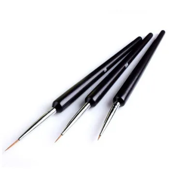 1 Takım Küçük Çizim Astar Striper Detaylı Boyama 3 Boyutları Nail Art Manikür DIY Tasarım Aracı Fırça Kalem Ahşap Saplı Siyah
