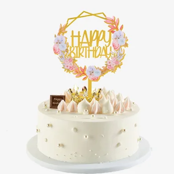 Akrilik Çiçek Kek Topper DIY Doğum Günü Pastası Dekorasyon Doğum Günü Partisi Pastası Dekorasyon Tatlı Kek Yıldönümü Pastası