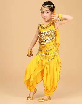 4 adet/takım Performans Bollywood Kız Bale Elbise Çocuk Kız Çocuklar İçin bale kostümü Mısır Dans Setleri Kız Hint Oryantal Dans