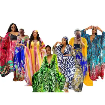 2 Parça Set Kadın Afrika Giysi Afrika Dashiki Yeni Moda İki Parçalı Takım Elbise uzun elbise + Geniş Pantolon Parti Elbiseler Artı Boyutu Elbise
