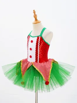 Çocuk Kız Noel Dans Elbise Kolsuz Peluş Topları Bale Leotard Tutu Elbise Saç Çember ile Çocuk Artistik patinaj Kostüm