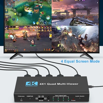 Navceker HDMI uyumlu 1 Dışarı 1080P İçinde 4K 4 Dört Ekran Çok Görüntüleyici HDMI Çok Görüntüleyici Multiviewer Sorunsuz KVM IR ile Geçin
