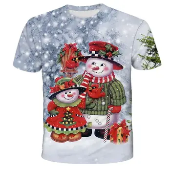 2022 Erkek T Shirt Santa baskılı erkek t-shirtü Komik Noel erkek Kısa Kollu Üstleri Cosplay erkek giyim Noel Tee Bluz