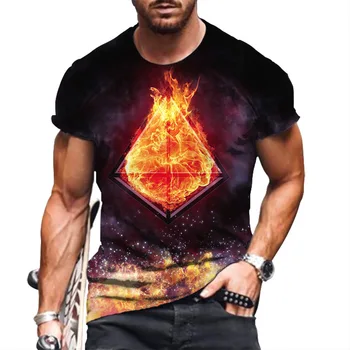 Erkek tişört 2021 Yaz Büyük Boy Yeni Retro Tarzı Kısa Kollu Erkek 3D Dijital Baskı O Boyun T-Shirt erkek moda üst giyim Tee