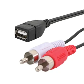 Yeni Varış 1.5 M / 5 Ft USB A Dişi Soket 2 RCA Erkek Tak Ses Video Uzatma Kablosu Ses Adaptörü Ses