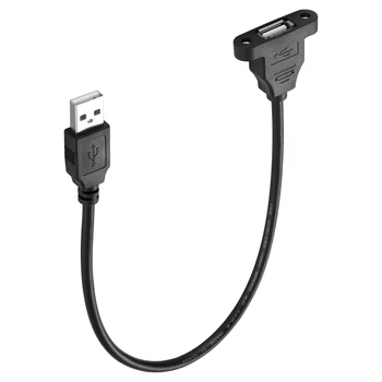 Bochara USB 2.0 Uzatma Kablosu Erkek Kadın Tam Sarılmış Vida Paneli Dağı Folyo + Örgülü Korumalı 30cm 50cm 1m 1.5 m