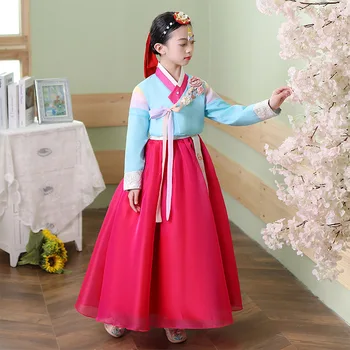 Kore Moda Antik Hanbok Kostüm Kızlar Hanbok Elbise Festivali Kıyafet Vintage Geleneksel Prenses Asya Giyim Parti Giyim