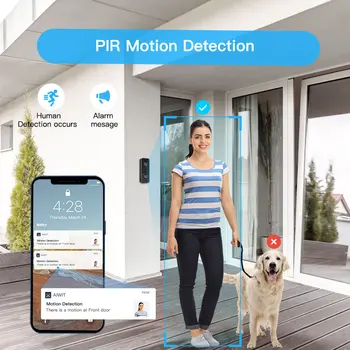 Wifi Kapı Zili 1080P Video İki Yönlü Ses Akıllı Ev Halka Alarm Uzaktan Kumanda Açık Kapı Peephole Çan Gözetim Mini Kamera