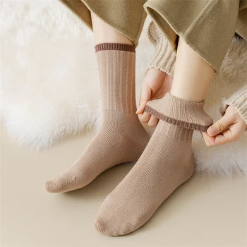 Kaşmir Çorap Kadınlar İçin Yüksek Kalite Yeni Rahat Kalın Sonbahar Kış Çorap Kızlar Japon Moda Rahat Ekip Çorap Sıcak