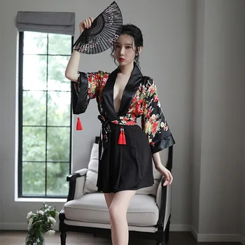 Geyşa Cosplay Haori Seksi Japon Elbiseler Geleneksel Kimono Obi Yukata Kadın Kimono Japones Kadın Seksi Geyşa Kostüm V1914