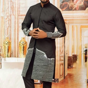 Müslüman Moda Erkekler Dashiki Rahat Baskı Türk İslam Gömlek Tops Etnik Thobe Elbiseler Afrika Dubai Arapça Uzun Kollu Giyim