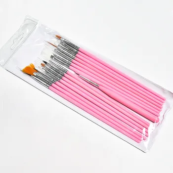 15 adet/takım UV Jel Akrilik Tırnak resim fırçası Aracı Seti Tırnak Ombre Fırça Manikür cetvel kalemi Noktası Boyama Kalem Beyaz / Pembe Fırça
