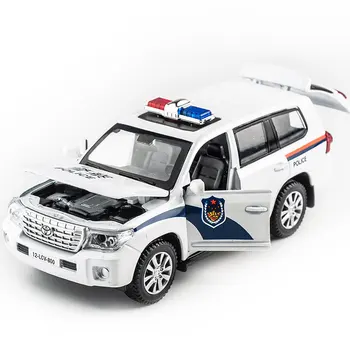 Çocuk alaşım polis ambulans araba modeli simülasyon 1: 32 ses ve ışık geri çekin model araba çocuk açık kapı oyuncak araba hediye