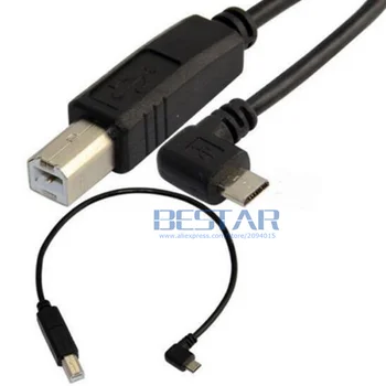 25cm USB 2.0 standart B Erkek USB Mikro 5 pin 5pin Erkek Dik Açılı 90 derece veri Kablosu tablet HUB sabit disk yazıcı