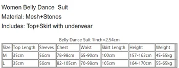 Oryantal dans kostümü Seti Uzun Kollu Üst + bölünmüş Etek 2 adet Kadın Uygulama Etek Oryantal Giyim Seti Kız Oryantal Dans Kıyafeti