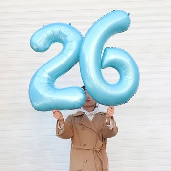 1 adet Büyük Sayı Folyo Balonlar 40 İnç Pembe Mavi Dijital Şekil Hava Globos Bebek Duş Mutlu Doğum Günü Partisi Süslemeleri Malzemeleri