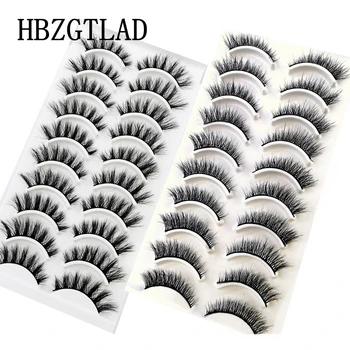 HBZGTLAD 10 pairs doğal yanlış eyelashes takma kirpik uzun makyaj 3d vizon kirpik takma kirpik vizon kirpik güzellik için
