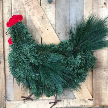 Noel Horoz Tavuk Çelenk Yeşil Çelenk Ön Kapı Horoz DIY Çiftlik Evi Bahçe Kapalı Açık Cadılar Bayramı Noel Dekor