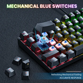 ONIKUM G26 Şık GBR renkli ışık efekti düğmesi oyun mekanik kablolu klavye fare için uygun masaüstü bilgisayar dizüstü bilgisayar