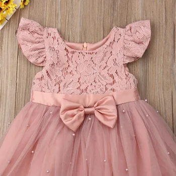 2-7Y Yürüyor Çocuk Bebek Kız Prenses Elbise Dantel Tül Düğün Doğum Günü Partisi Tutu Elbise Pageant Çocuk Kız Giyim