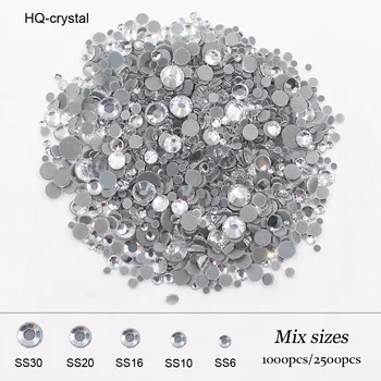 SS6-SS30 Mix Boyutu Flatback Yapıştırıcı Tutkal Kristaller Strass Cam Boncuk Kumaş El Sanatları Taşlar Taşlar Düzeltme Rhinestones İçin Giysi
