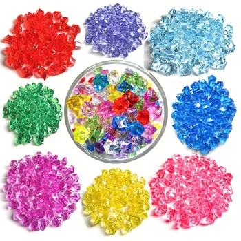 100 adet Plastik Taşlar Buz Taneleri 11 * 14mm Renkli Küçük Taşlar Çocuk Mücevherleri Akrilik Taşlar Daha İyi Elmas Oyuncak
