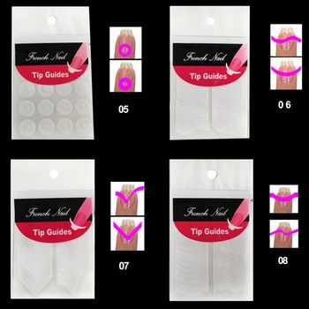 Çıkartmaları Fransız Nail art Etiketler Manikür İpuçları Kılavuzu Çivi Dekorasyon Formu Parmak Kılavuzları DIY Gülümseme Hattı Şablon 15 Tasarım