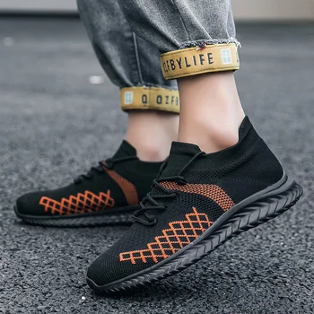 Erkekler Sneakers Nefes Hafif koşu ayakkabıları Erkekler için Açık Yürüyüş Spor Ayakkabı Kaymaz Örgü Erkek rahat ayakkabılar Platformu