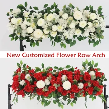 Düğün Kemer Çiçekler, 1m Duvar Düzenleme Malzemeleri, İpek Sahte Şakayık Gül yapay çiçek Sıra DIY Düğün Düzenlemeleri